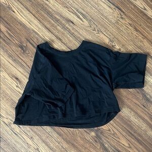 Black Cropped Boxy Tee - Women's Casual Top